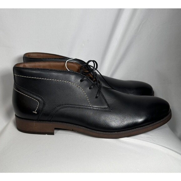 Fairlane Mens Black Shoes Size 12 Derby /Dress/Casual/Work Shoes New Without Box - Picture 2 of 9